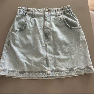 Topshop Light Wash Denim Mini Skirt